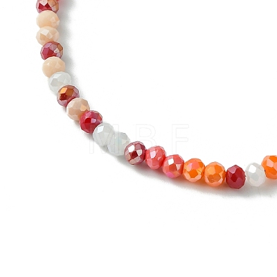 Faceted Rondelle Glass Beaded Necklace for Women NJEW-M208-01G-1