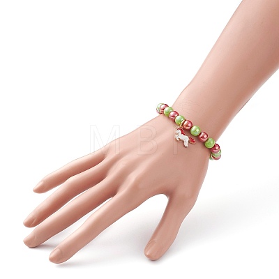 Opaque Acrylic Beads Stretch Bracelet for Kids BJEW-JB06498-1