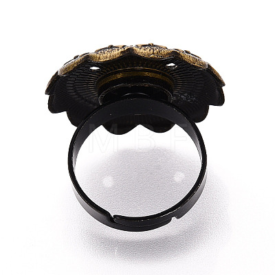 Adjustable Flower Alloy & Iron Bezel Cup Ring Base with Rotatable Tray MAK-T012-07AB-1