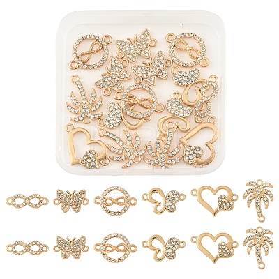 18Pcs 6 Styles Alloy Crystal Rhinestone Links Connector Charms ALRI-YW0001-40-1