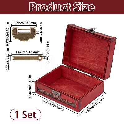 Flower Embossed Vintage Wood Jewelry Treasure Chest CON-WH20002-18-1