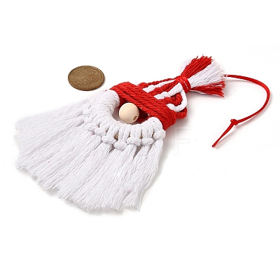 Christmas Handmade Woven Macrame Cotton Thread Santa Claus Pendant Decorations HJEW-JM02455-02-1