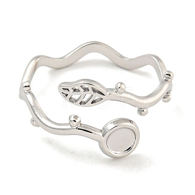 Non-Tarnish 304 Stainless Steel Cuff Finger Ring Components X-STAS-P365-28P-1