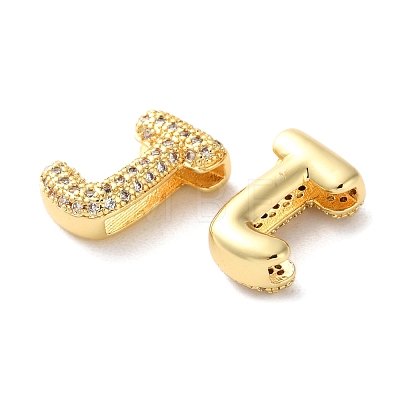 Rack Plating Brass Micro Pave Cubic Zirconia Slide Charms KK-C084-34G-J-1