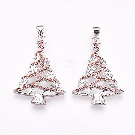 Eco-Friendly Brass Micro Pave Cubic Zirconia Pendants KK-F753-11P-RS-1