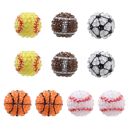 10Pcs 5 Colors Sport Theme Opaque Acrylic Resin Beads MACR-FS0002-05-1
