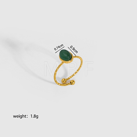 Oval Natural Green Aventurine Ring AR1552-2-1