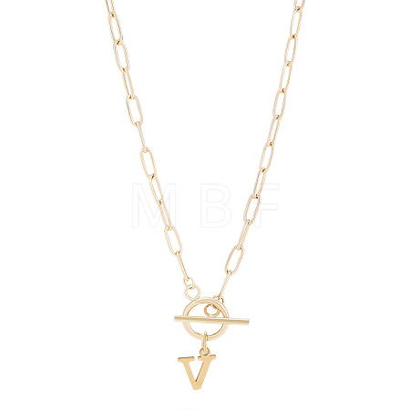 304 Stainless Steel Letter Pendant Necklaces NJEW-LP0001-52V-G-1