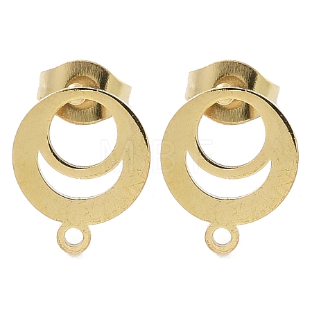 Ring Ion Plating(IP) 304 Stainless Steel Stud Earring Findings STAS-I206-99G-1