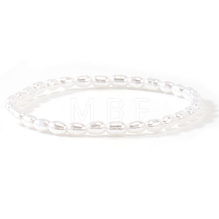 Elegant Imitation Pearl Rice Beaded Stretch Bracelets for Women JW5778-3-1