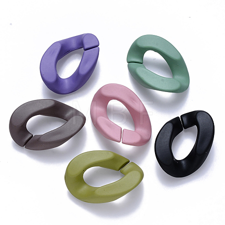 Opaque Spray Painted Acrylic Linking Rings OACR-S036-001B-I-1-1