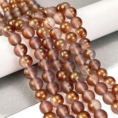 Frosted Transparent Glass Bead Strands X1-GLAA-P065-8mm-13-1