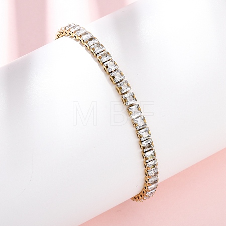 304 Stainless Steel Pave Clear Cubic Zirconia Tennis Bracelets BJEW-G754-03G-02-1