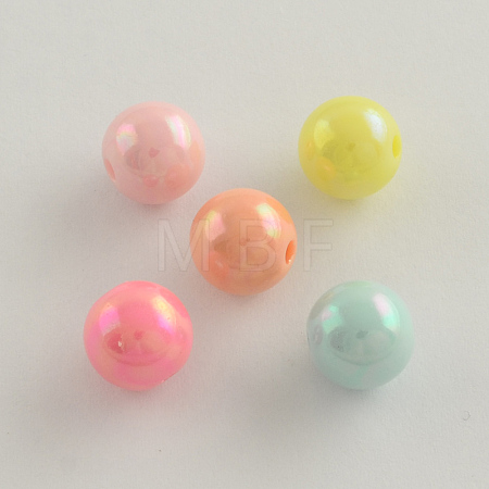 AB Color Plated Acrylic Round Beads SACR-Q109-10mm-M-1