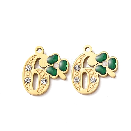 304 Stainless Steel Enamel & Rhinestone Pendants STAS-B130-01G-6-1