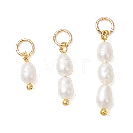 3Pcs 3 Styles Natural Cultured Freshwater Pearl Beaded Pendants PALLOY-JF05093-1