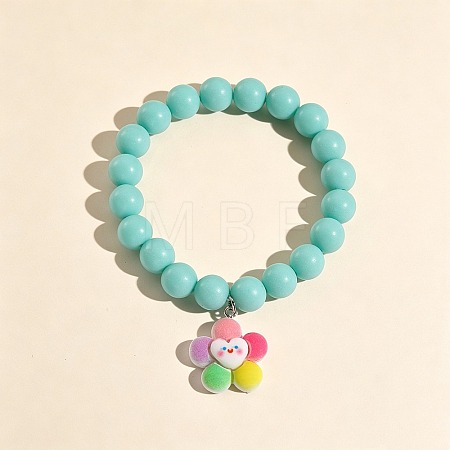 Resin Charm Round Acrylic Beaded Stretch Bracelets for Kid WG37424-04-1