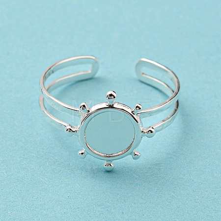 304 Stainless Steel Open Cuff Finger Ring Cabochon Settings STAS-T060-10S-1