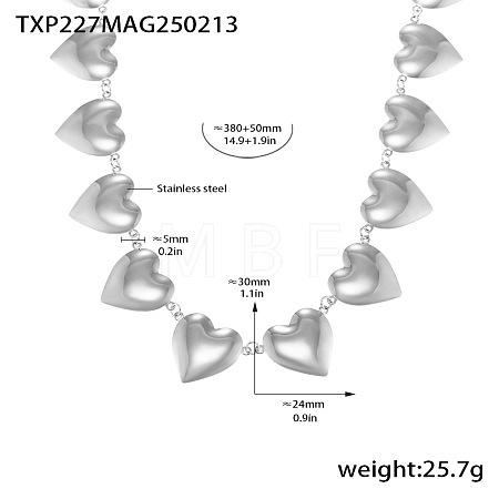 316L Surgical Stainless Steel Heart Link Chain Necklaces for Women WGE8595-04-1