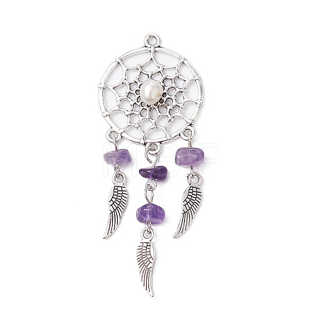 Natural Amethyst Chip Big Pendants PALLOY-AL0070-01-1