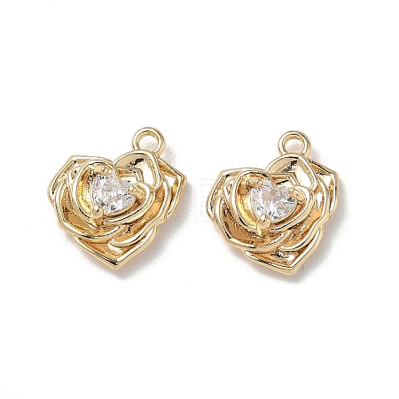 Valentine's Day Brass Micro Pave Cubic Zirconia Charms KK-P355-15G-01-1