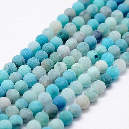 Frosted Natural Agate Beads Strands G-F365-8mm-03-1