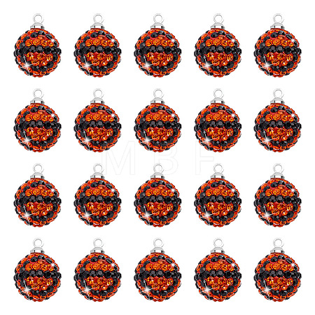 20Pcs Round Polymer Clay Rhinestone Pendants PALLOY-OC00049-1