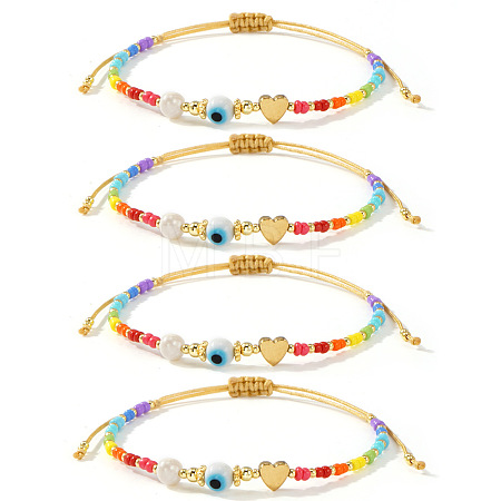 4pcs Handmade Plastic Beads Braided Bead Bracelets for Women QJ4074-2-1