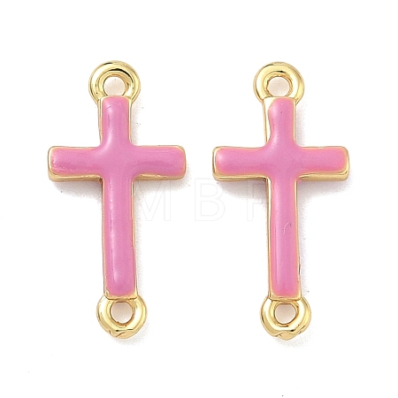 Brass Enamel Religion Cross Links Connector Charms KK-D229-07G-04-1