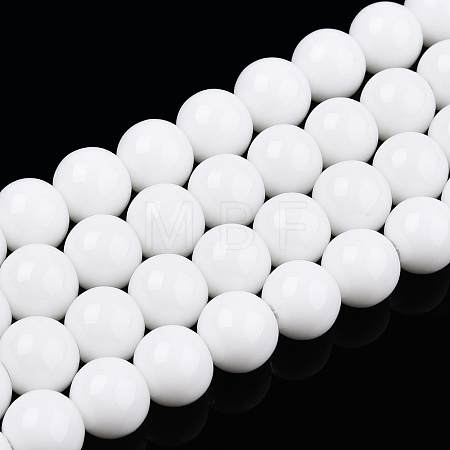 Opaque Solid Color Glass Beads Strands GLAA-T032-P8mm-02-1