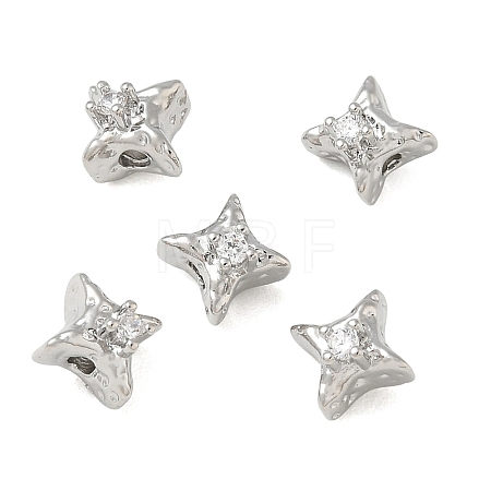 Brass Micro Pave Clear Cubic Zirconia Beads CU-CBAC675-01P-1
