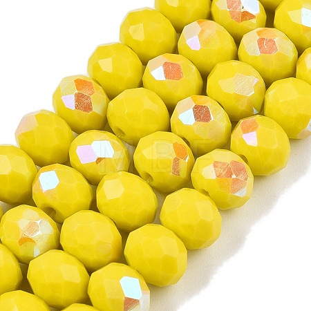 Electroplate Opaque Solid Color Glass Beads Strands EGLA-A044-P8mm-L04-1