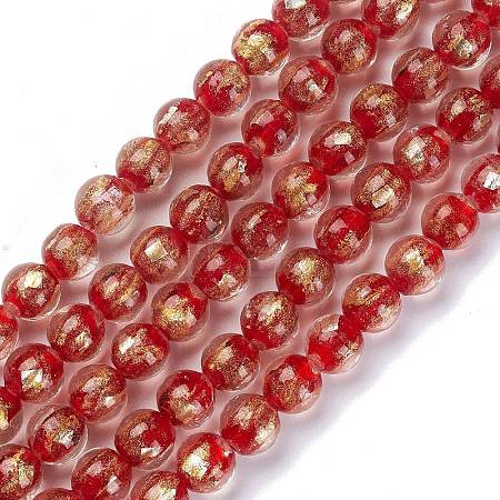 Handmade Gold Sand Lampwork Beads Strands LAMP-C010-01H-1