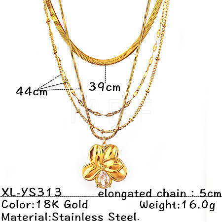 304 Stainless Steel Pendant Multi Layered Necklaces for Women WG40374-01-1