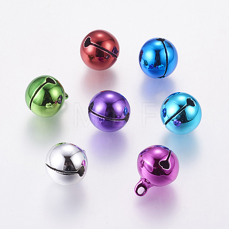 Mixed Color Round Brass Bell Pendants For Christmas X-IFIN-Q058-M-1