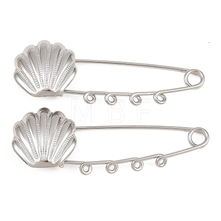 Shell Shape 304 Stainless Steel Safety Pins Brooch Findings SA-CBA098D-16F-P04-1