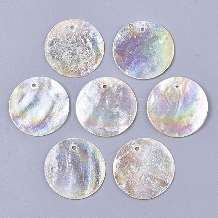 Natural Capiz Shell Pendants X-SHEL-R047-06-1