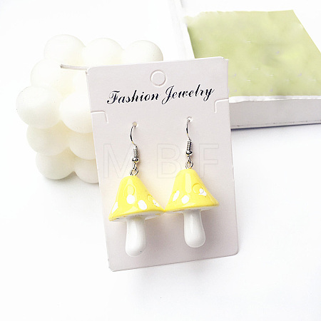 Alloy & Resin Mushroom Dangle Earrings FS-WGBD217-06-1