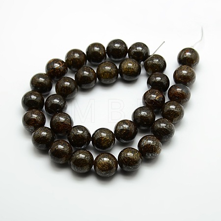 Round Natural Bronzite Beads Strands G-P059C-01-1