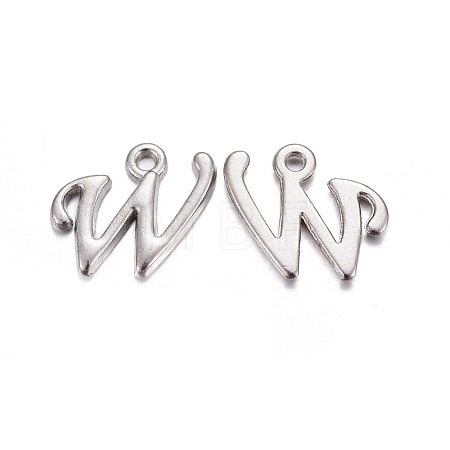 Platinum Plated Alloy Letter Pendants PALLOY-J718-01P-W-1