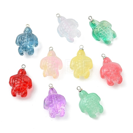 Spray Painted Transparent Glass Pendants PALLOY-JF05405-1
