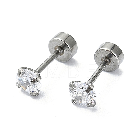 304 Stainless Steel Crystal Rhinestone Ear False Plugs STAS-C089-04B-P-1