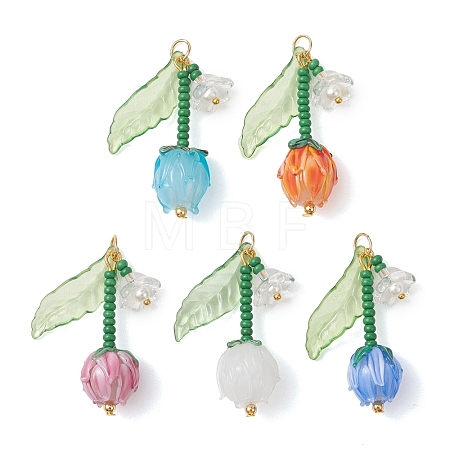 Acrylic and Handmade Lampwork Beads Pendants PALLOY-MZ01294-1