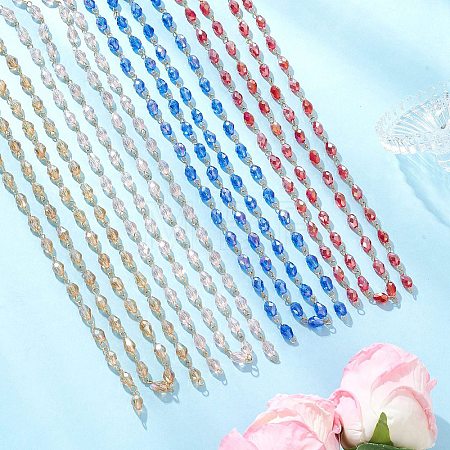 Oval Glass Beaded Link Chains AJEW-JB01471-1
