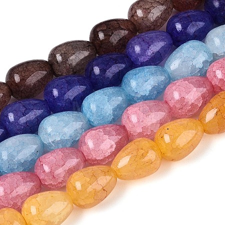 Baking Paint Crackle Glass Beads Strands DGLA-N019-03A-M-1