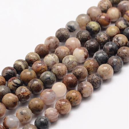 Natural Jasper Bead Strands G-K153-B24-6mm-1