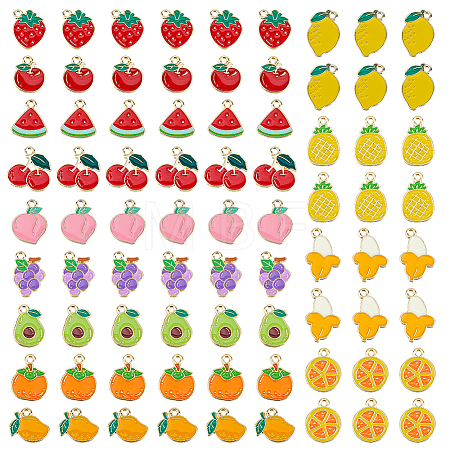 78Pcs 13 Styles Mixed Fruit Alloy Enamel Charms ENAM-DC0002-31LG-1