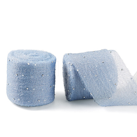 2Rolls Polyester Hot-fix Rhinestone Raw Edges Ribbon OCOR-TA0003-95B-1