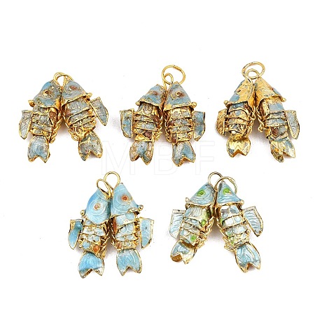Brass Cloisonne Pendants KK-P251-A01-G-04-1