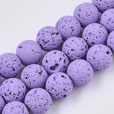 Spray Painted Natural Lava Rock Beads Strands X-G-N0324-C-06-1